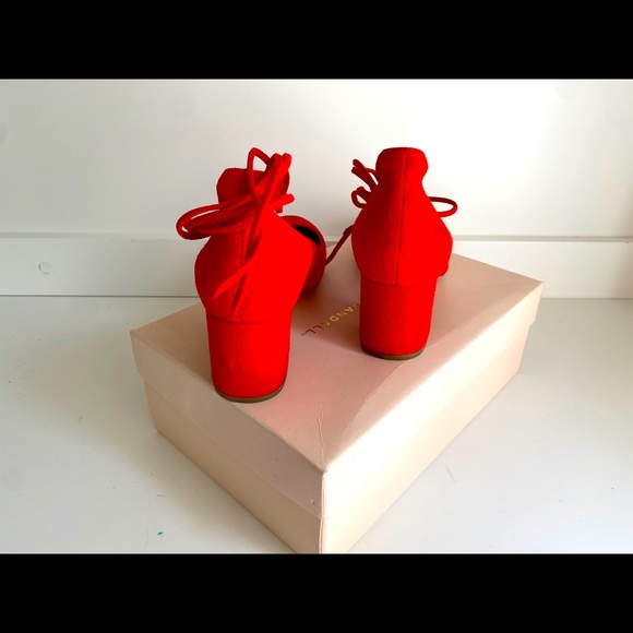 Loeffler Randall Flame Red Chunky Heels w Straps Size 8 - Picture 7 of 8